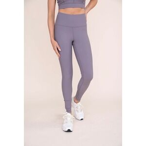 Mono B Women's Micro Ribbed‎ Lycra Blend Purple High Waisted Leggings Medium NEW